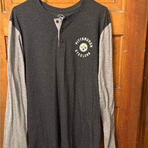 Pittsburgh Steelers Men’s Charcoal and Gray Henley Long Sleeve Shirt